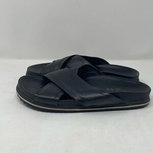 J Slides NYC Women Leather Flat Black Shoes Size 9.5
